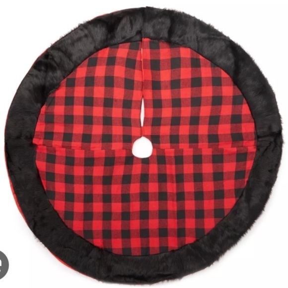 Winter Wonder Lane Buffalo Check 48" White & Black Tree Skirt - Picture 2 of 16